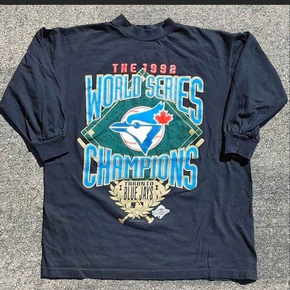 ​1992 Toronto Blue Jays World Series Starter Mock Neck Shirt Medium 1/2 Sleeve